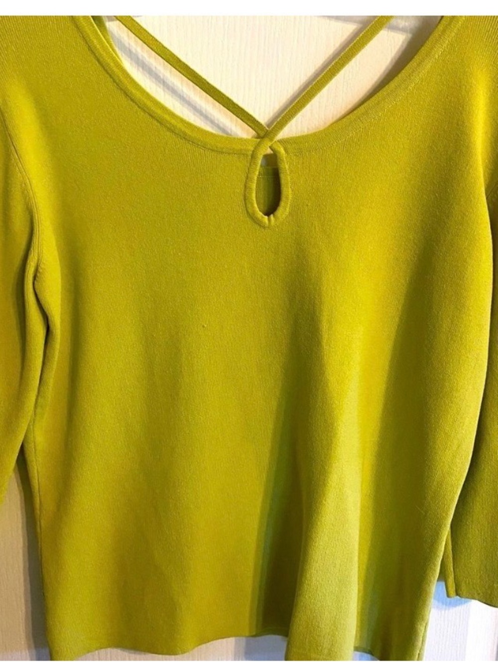 Joseph Lime Green Long Sleeve Top with Keyhole and Strap Detail Size XL